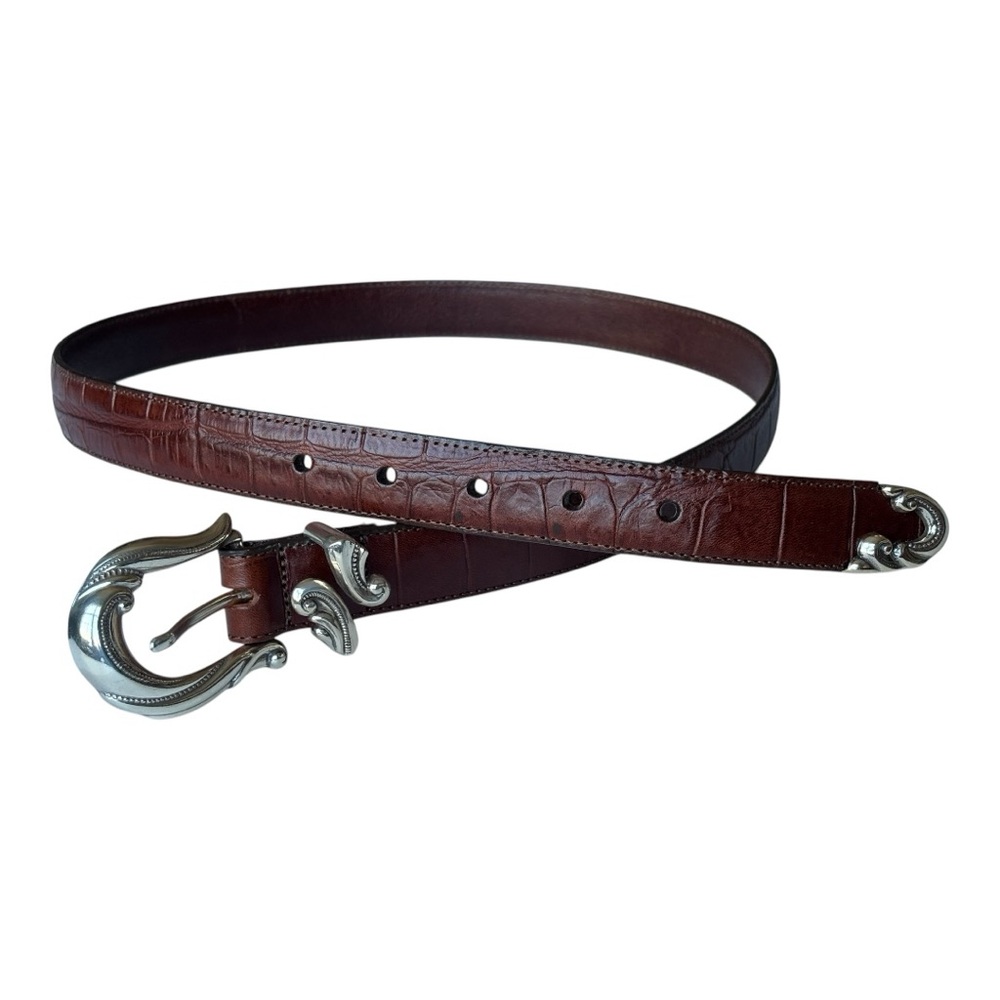 Brighton baroque ornate style crock embossed brown leather belt | Large